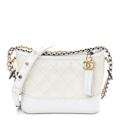 Chanel Aged Calfskin Quilted Small Gabrielle Hobo White 1 of 9