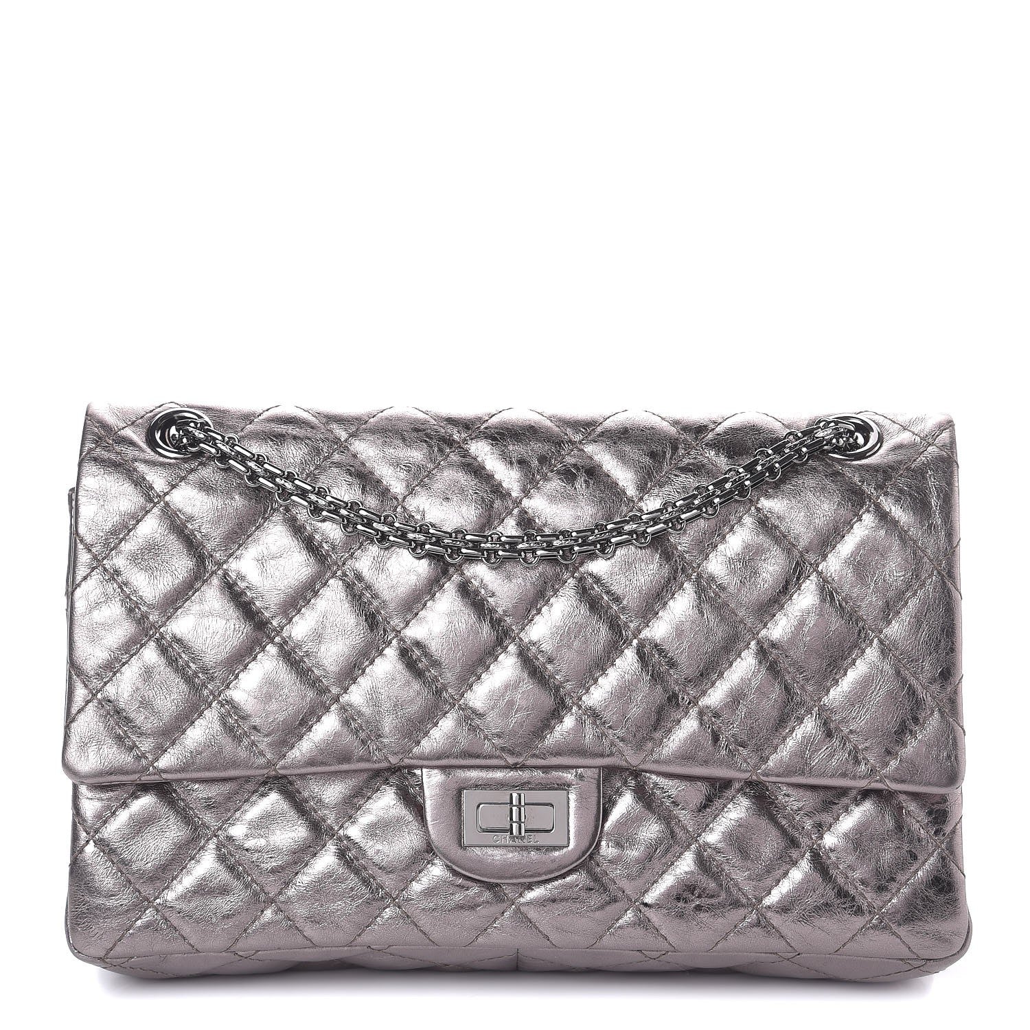Chanel Metallic Aged Calfskin Quilted 2.55 Reissue 226 Flap Dark Silver 1 of 9
