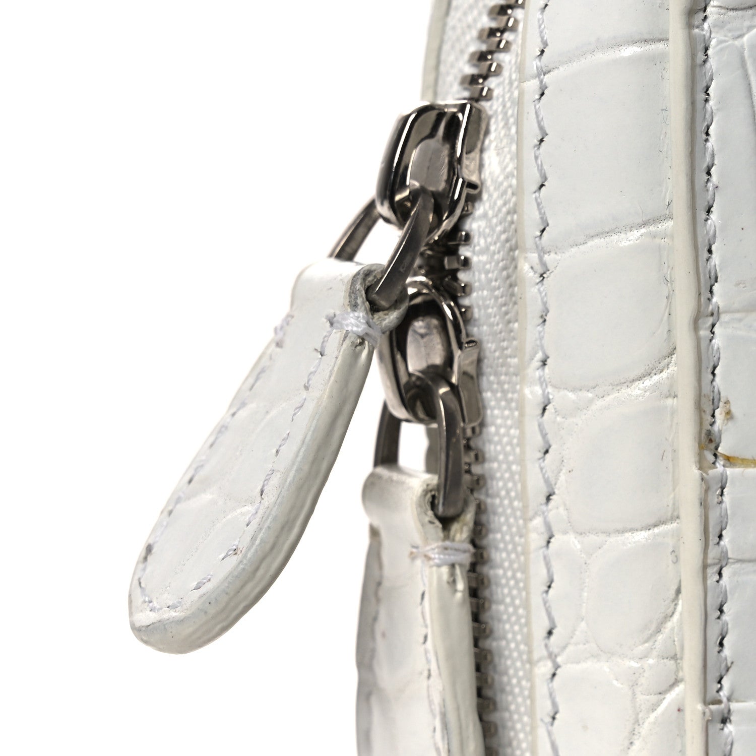 Balenciaga Shiny Calfskin Logo Crocodile Embossed Cash Phone Holder Bag White Black 11 of 13