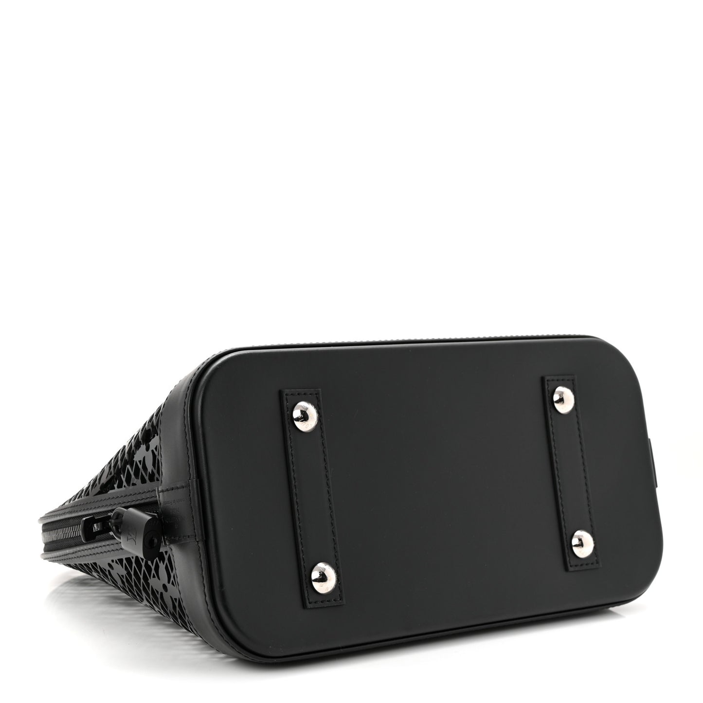 Patent Calfskin Laced Monogram Alma PM Black