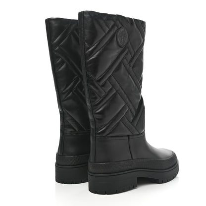 Hermes Suede Goatskin Quilted Fuji Boots 37 Black 4 of 9
