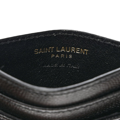 Saint Laurent Grain De Poudre Matelasse Chevron Monogram Credit Card Case Black 6 of 8