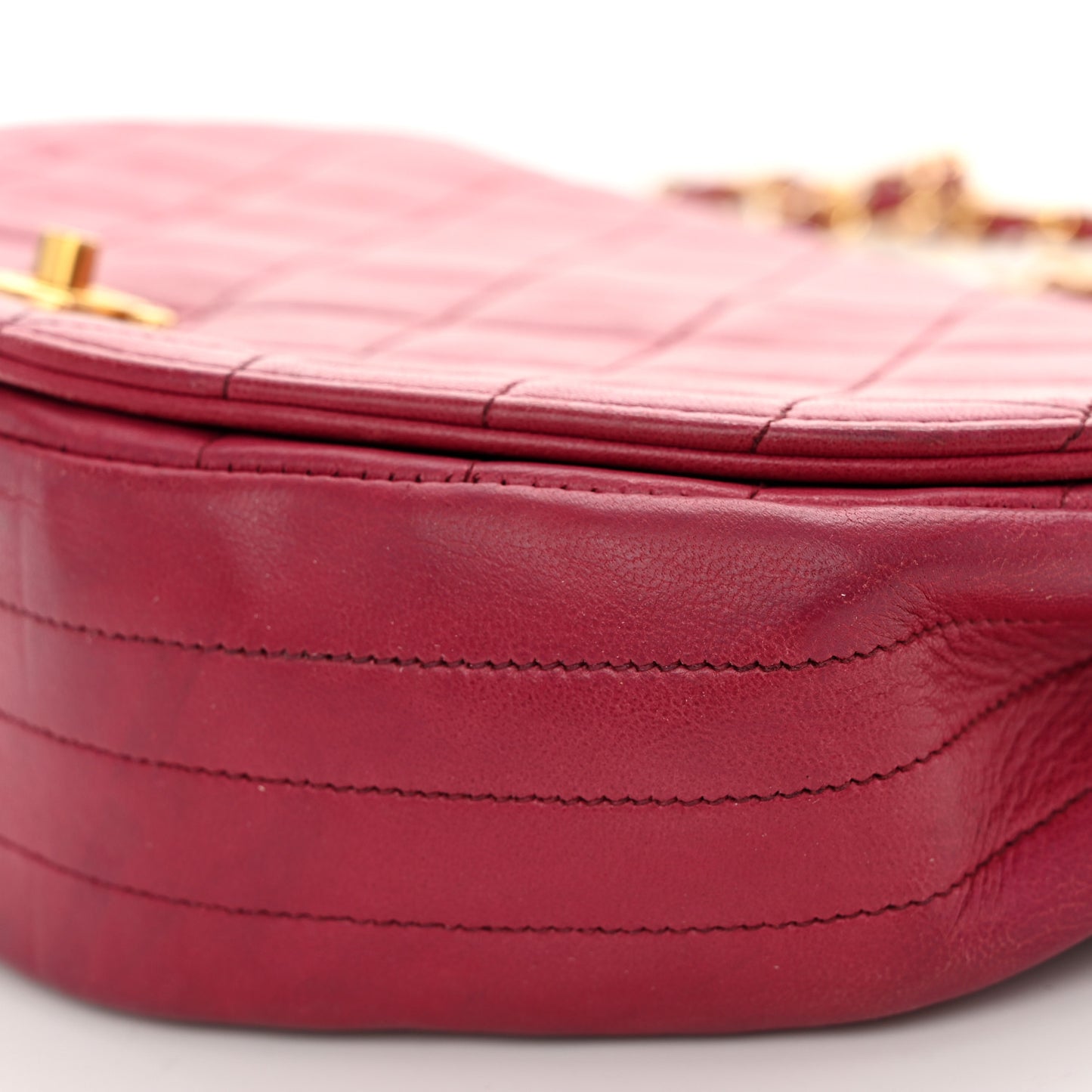 Lambskin Quilted Small Half Moon Flap Dark Pink