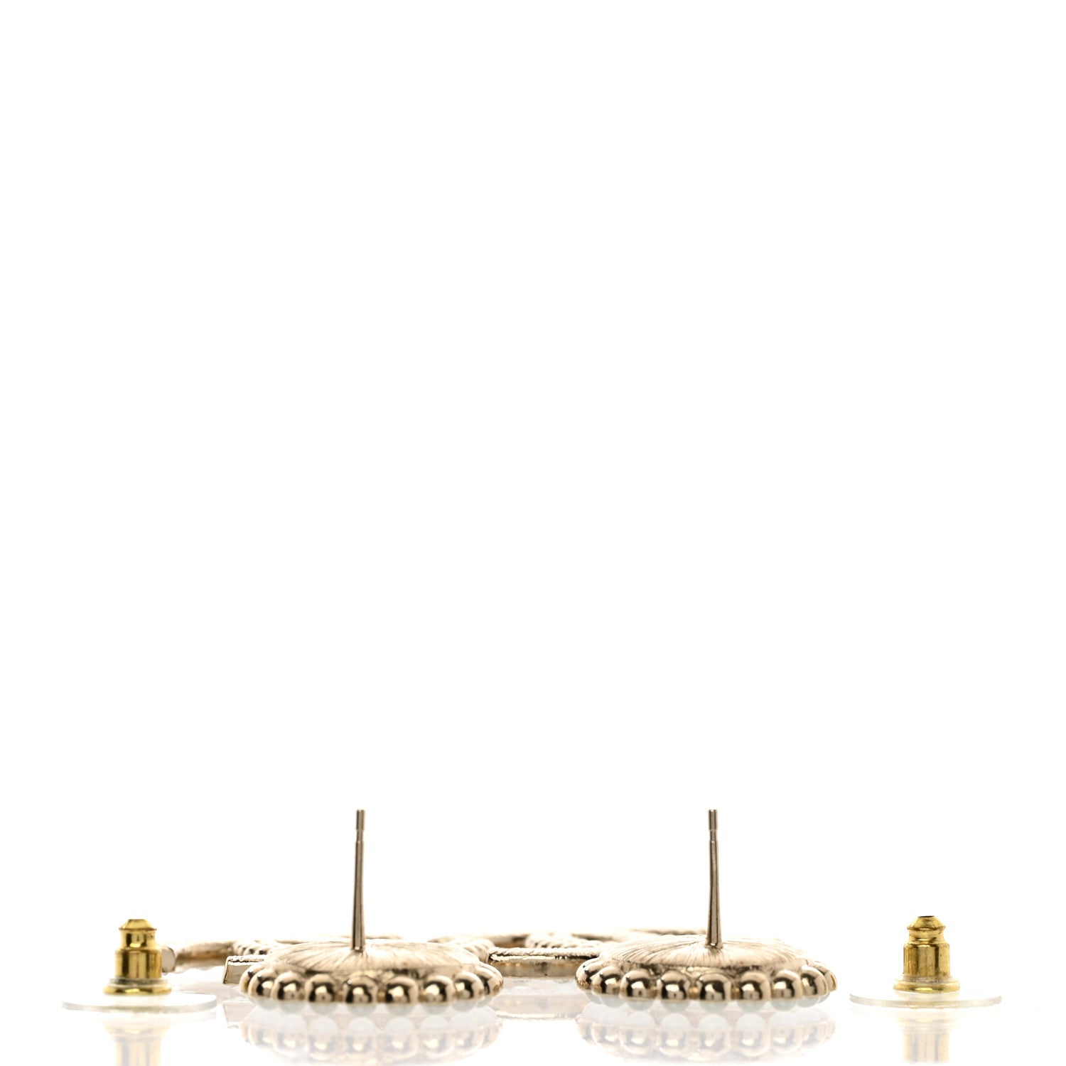 Chanel Crystal Pearl CC Drop Round Earrings Gold 3 of 4