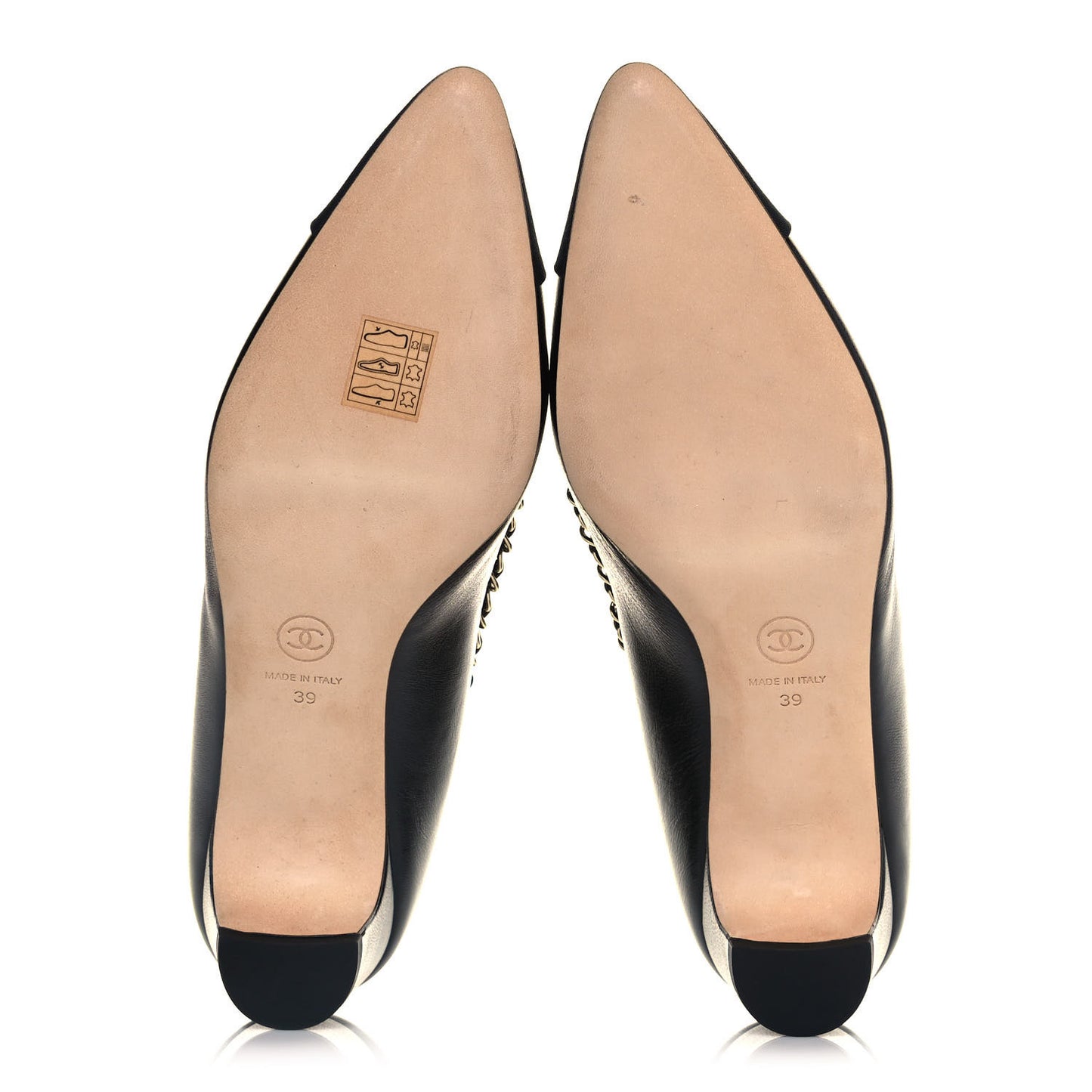Lambskin Grosgrain Chain Cap Toe Pumps 39 Black