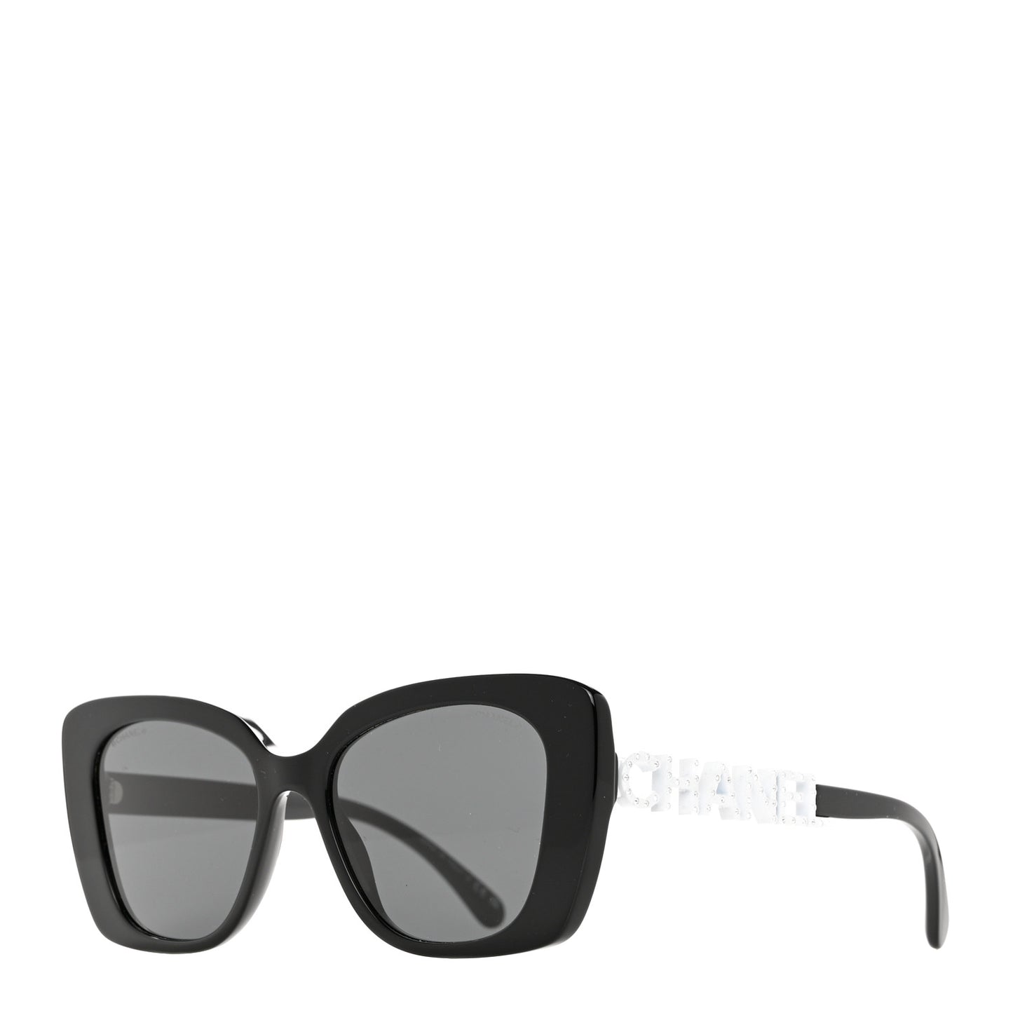 Acetate Strass Square Sunglasses 5422-B-A Black White