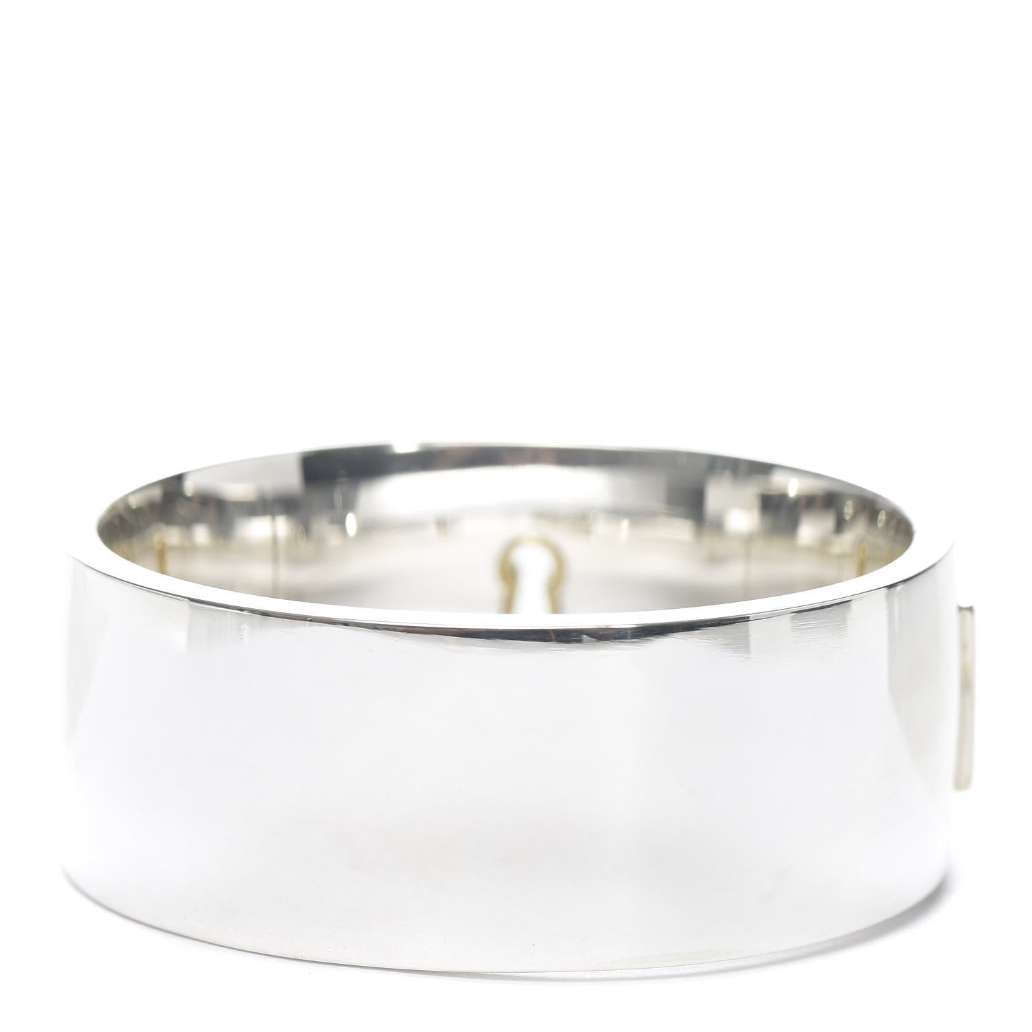 Tiffany Sterling Silver 18K Yellow Gold Lock Hinged Bangle Bracelet 3 of 5