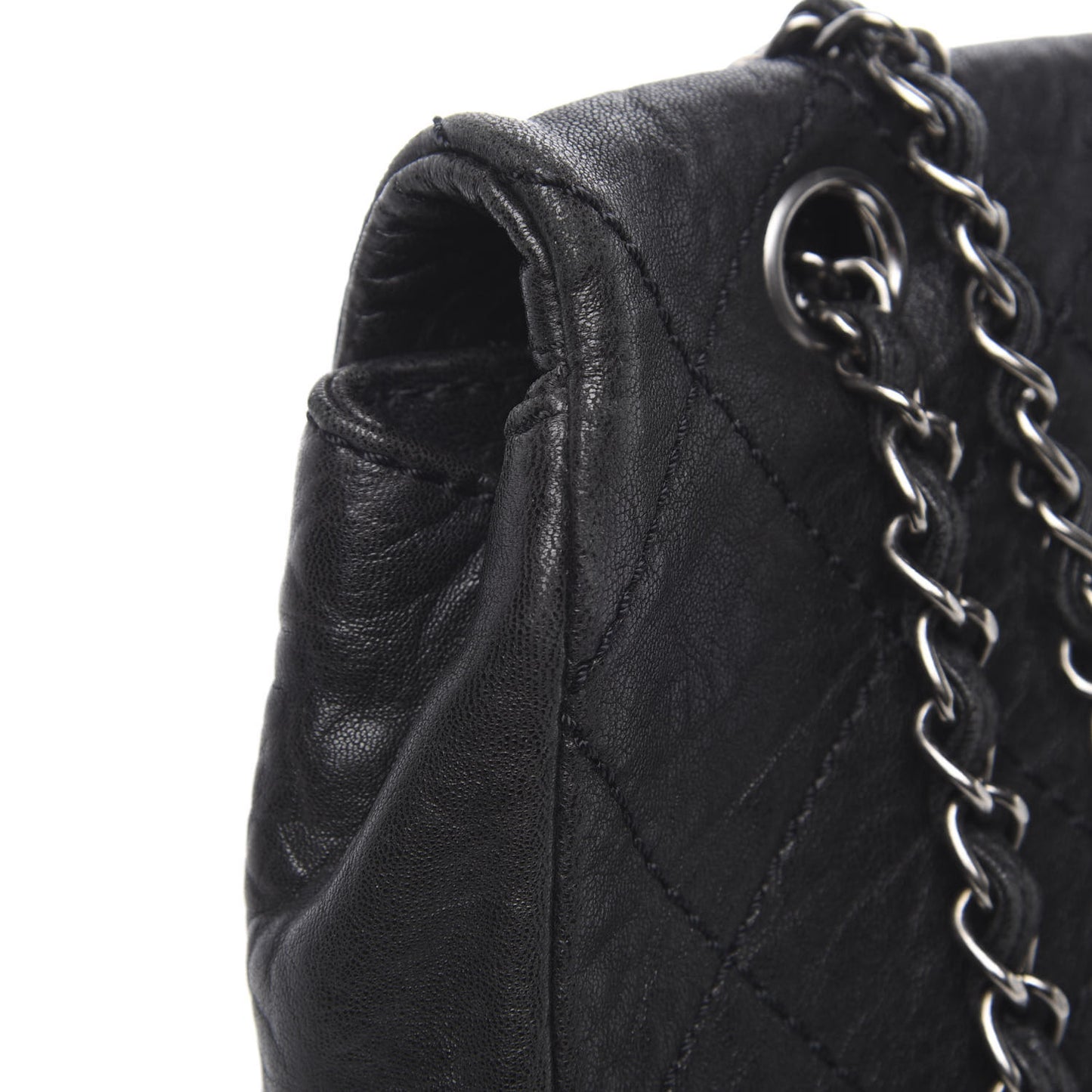 Distressed Lambskin Le Marais Ligne Flap Black