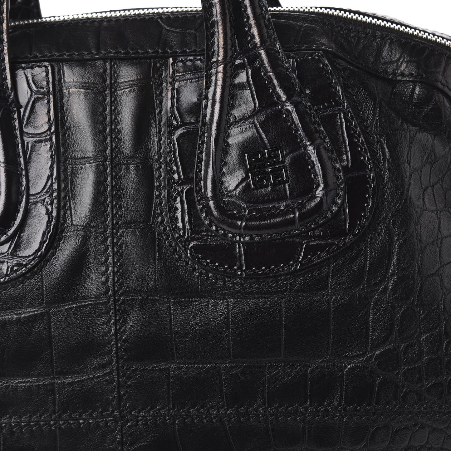Calfskin Crocodile Embossed Medium Nightingale Black
