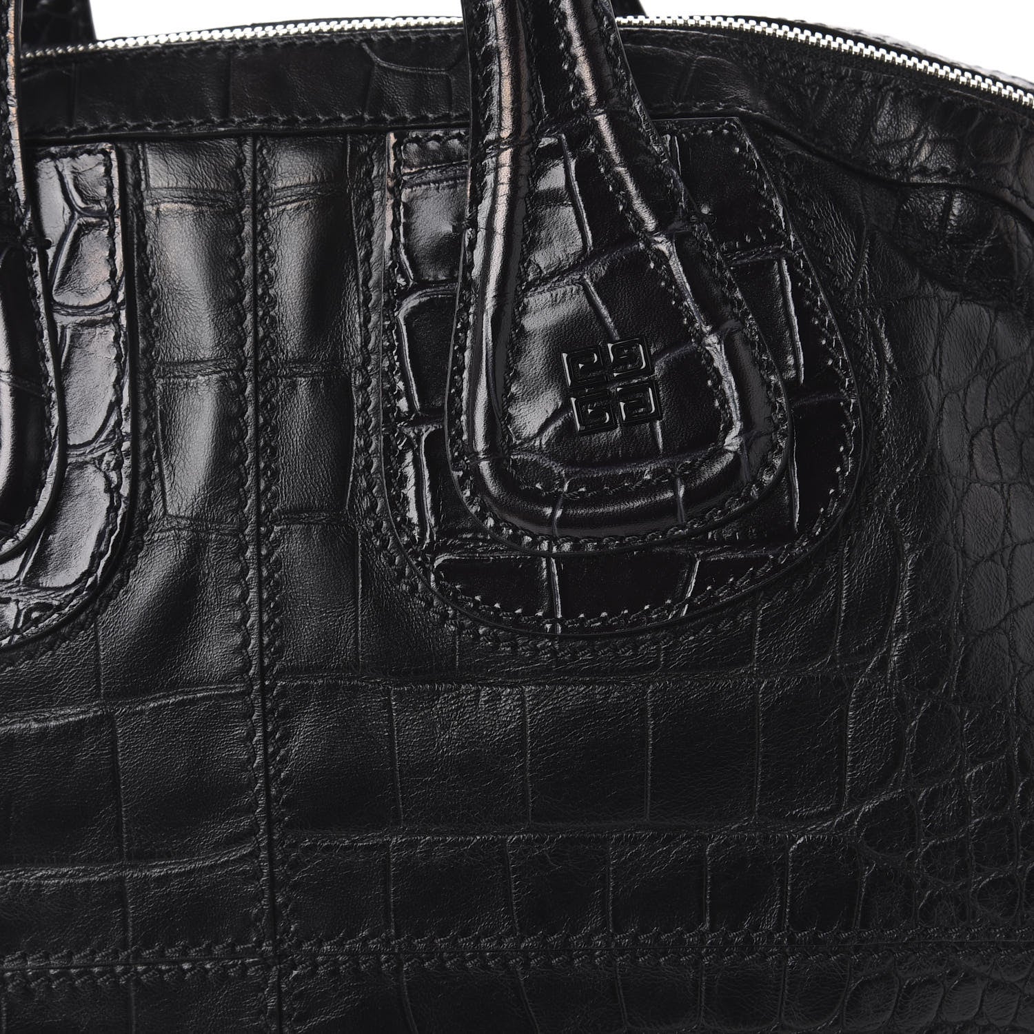 Givenchy Calfskin Crocodile Embossed Medium Nightingale Black 7 of 9