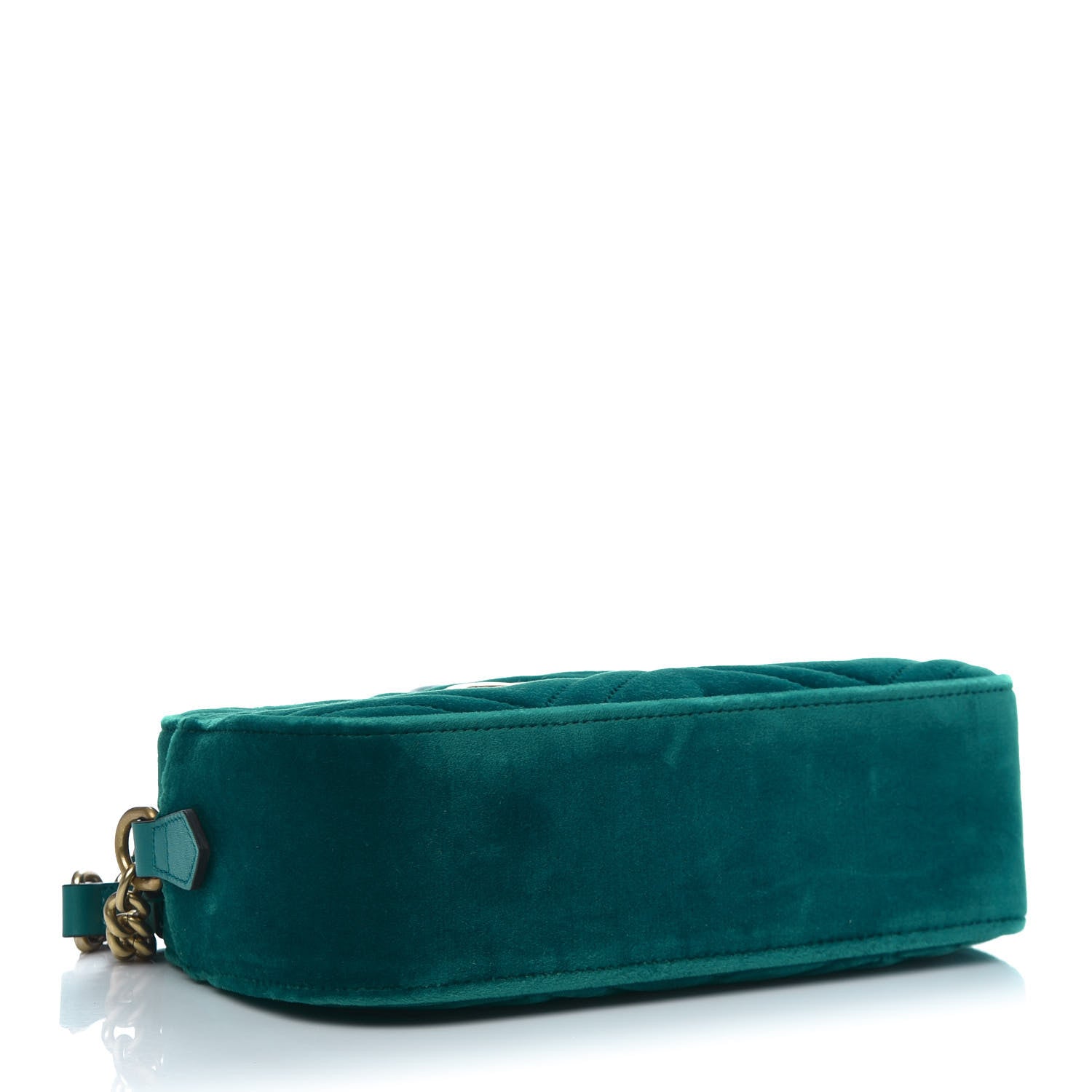 Gucci Velvet Matelasse Small GG Marmont Chain Shoulder Bag Pavone Cyan 4 of 12