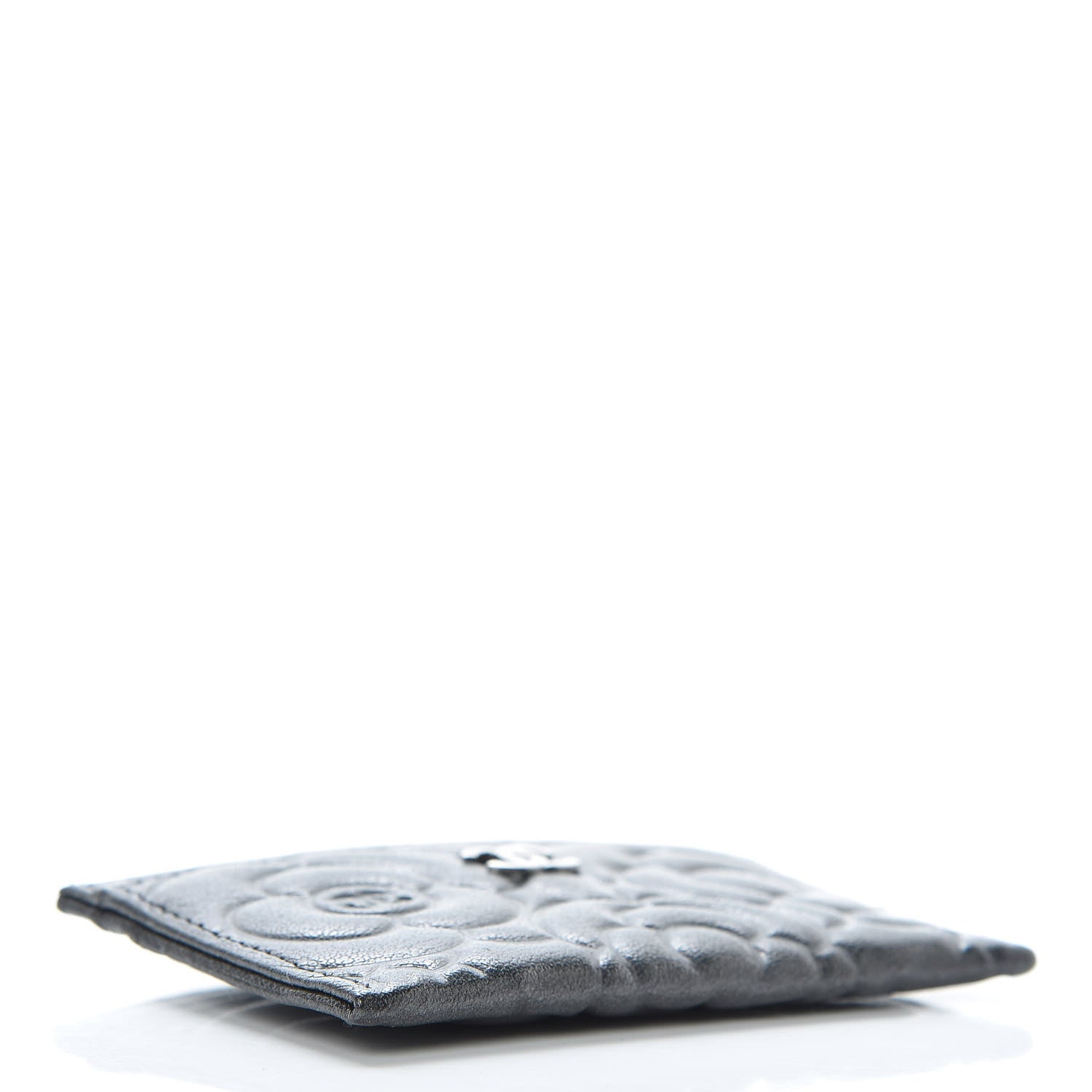 Chanel Goatskin Camellia Embossed Card Holder Grey 4 of 8