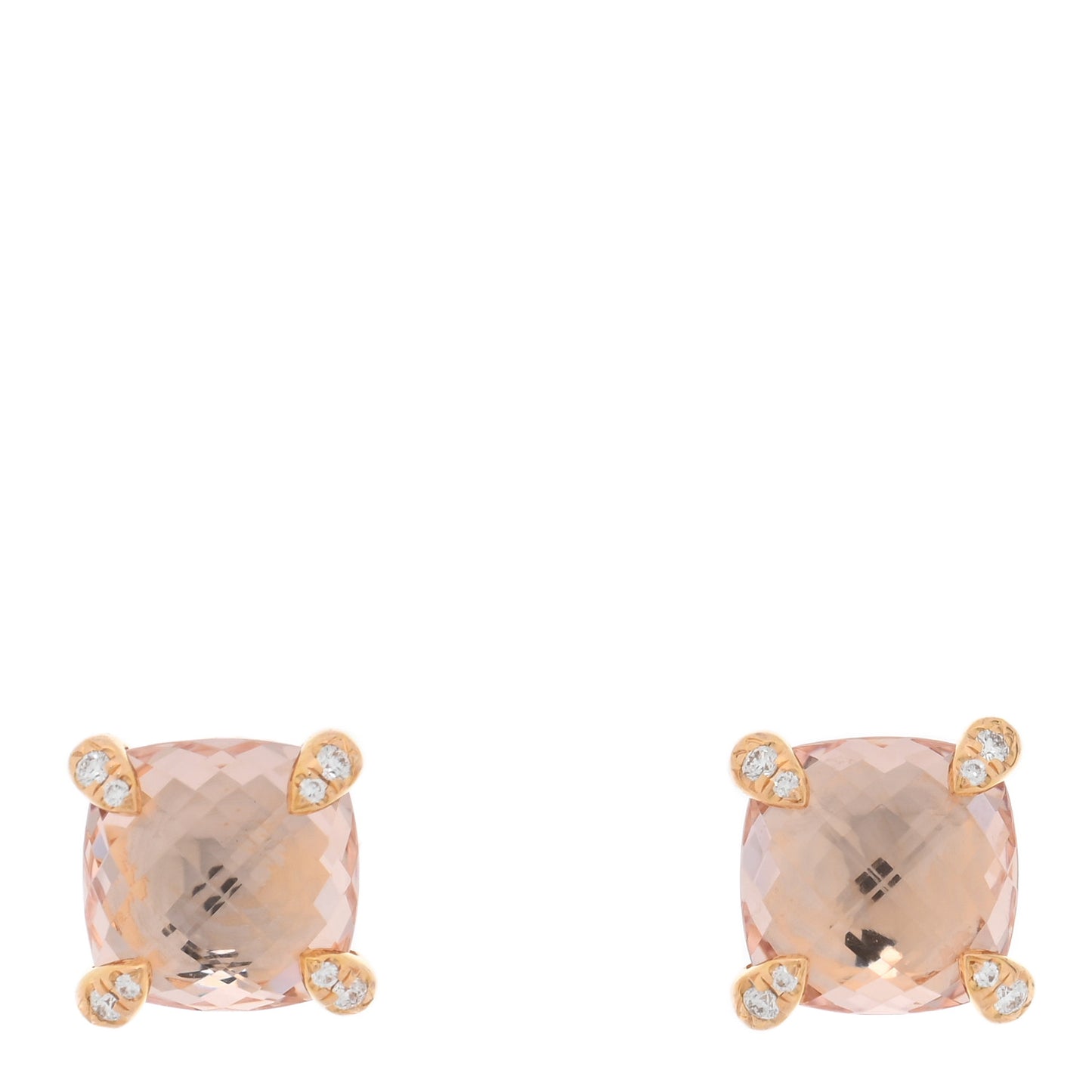 18K Rose Gold Diamond Morganite 8mm Chatelaine Earrings