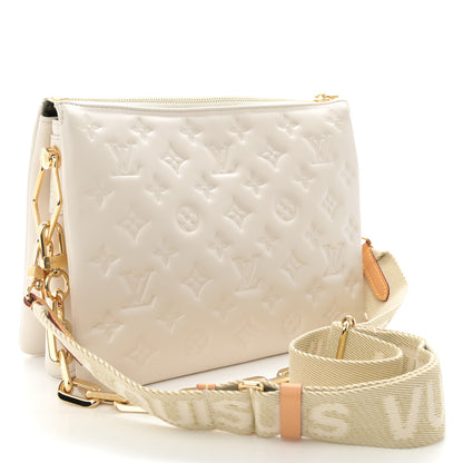 Louis Vuitton Lambskin Embossed Monogram Coussin PM Cream 3 of 10