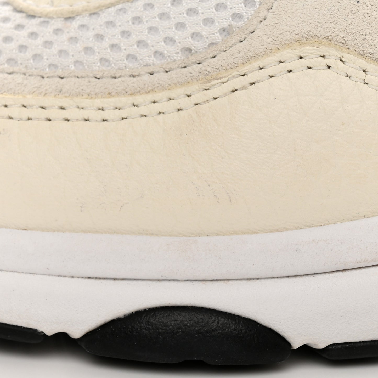 Mesh Suede Calfskin Grained Calfskin Womens CC Sneakers 39.5 White Black