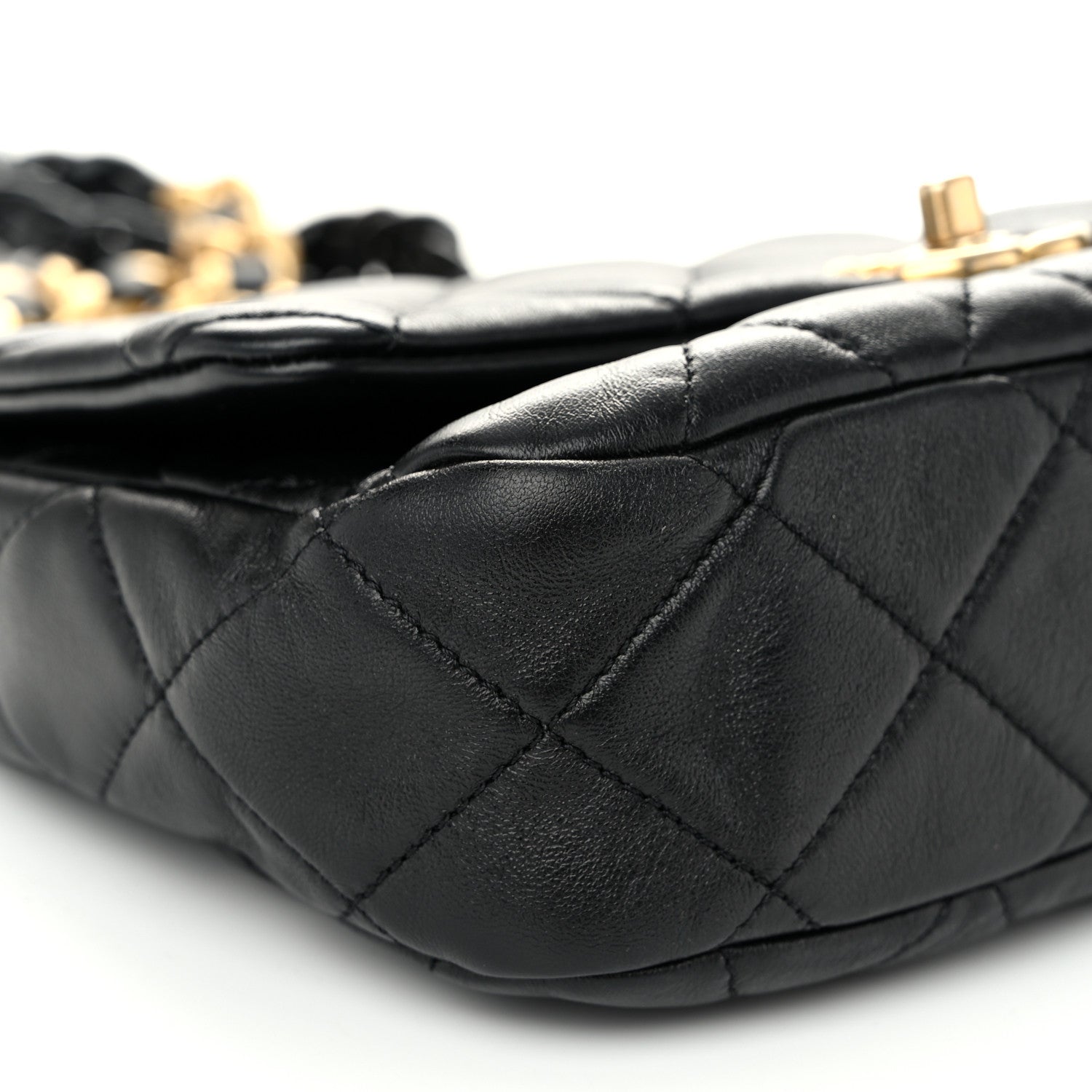Chanel Lambskin Quilted Small Lacquered Chain Flap Black 9 of 10