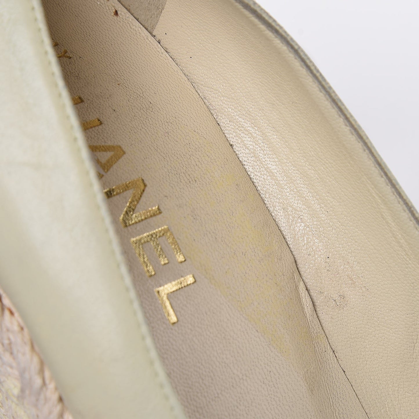 Lambskin Cap Toe Espadrille Wedge Pumps 40 Beige Black