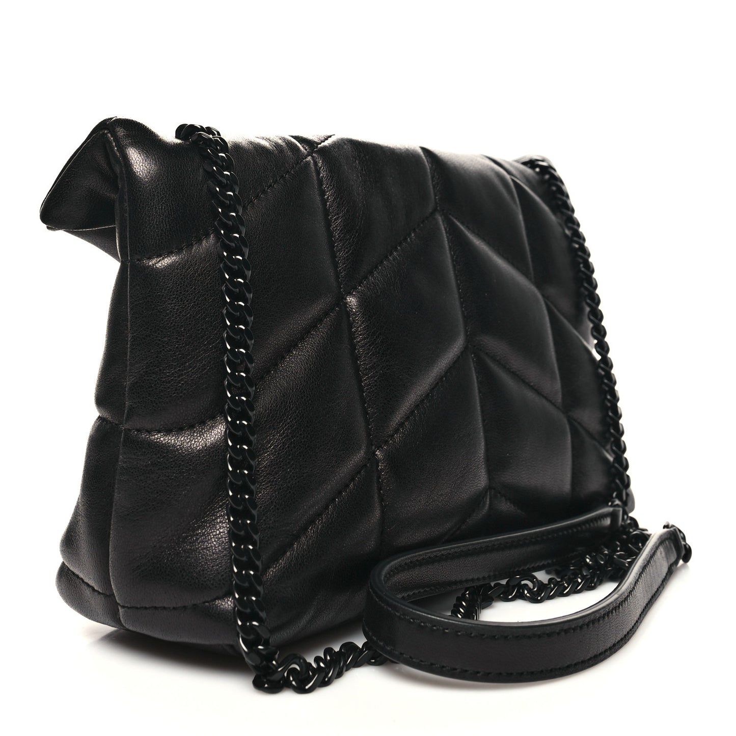 Lambskin Quilted Toy Loulou Puffer Monogram Chain Satchel Black