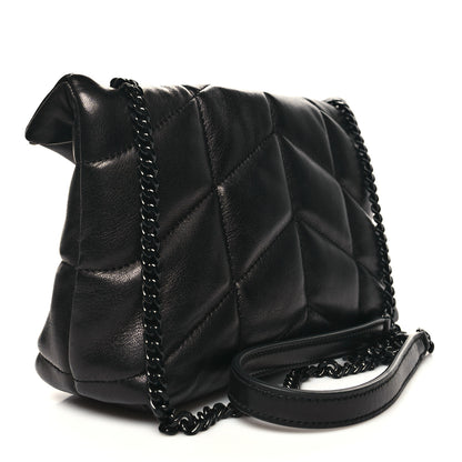 Saint Laurent Lambskin Quilted Toy Loulou Puffer Monogram Chain Satchel Black 3 of 11
