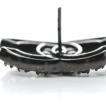 Chanel Crystal CC Earrings Black Silver 5 of 5