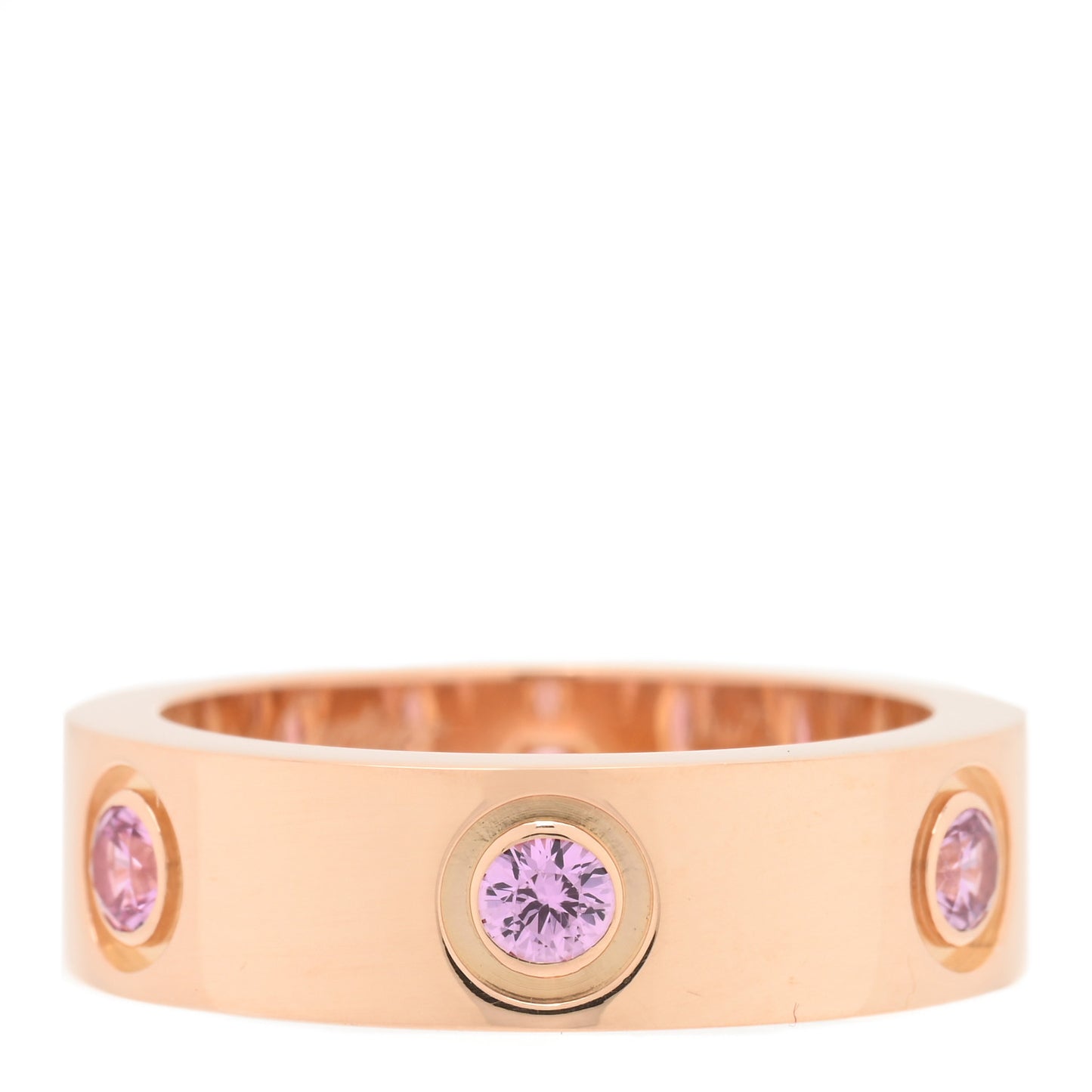 18K Pink Gold 6 Pink Sapphire 5.5mm LOVE Ring 50 5.25