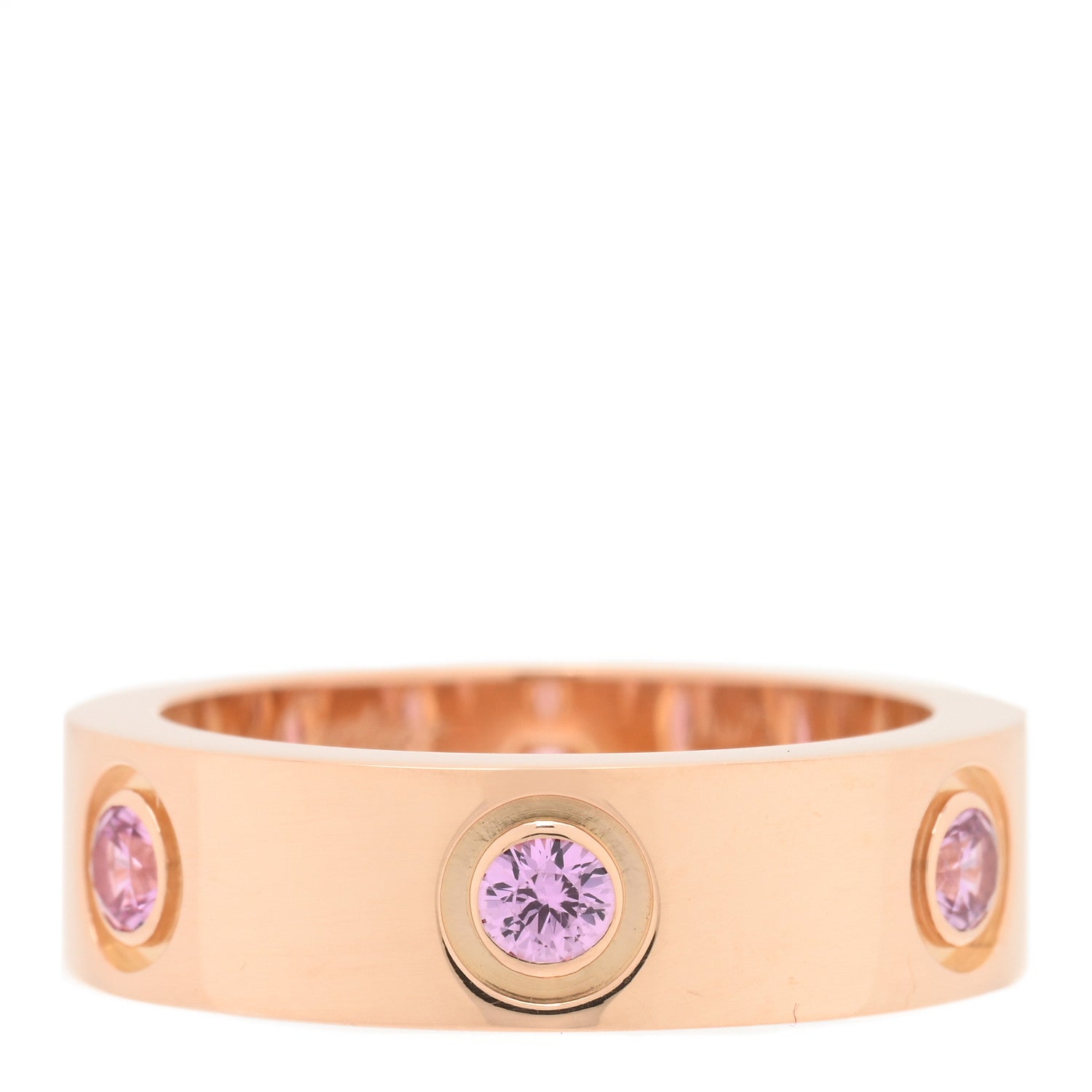 Cartier 18K Pink Gold 6 Pink Sapphire 5.5mm LOVE Ring 50 5.25 1 of 4