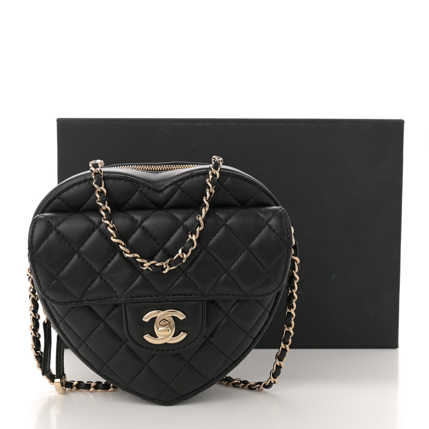 Chanel Lambskin Quilted CC In Love Heart Bag Black 11 of 11