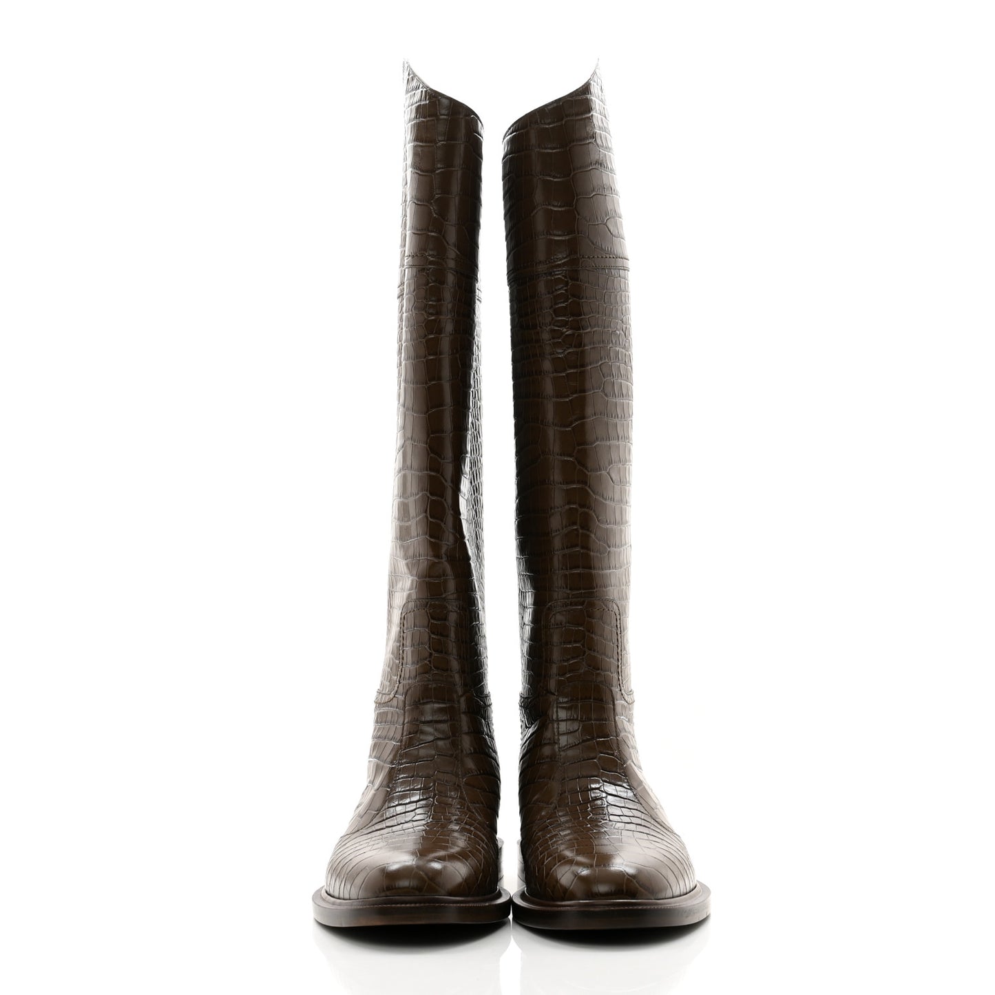 Calfskin Crocodile Embossed Karligraphy Logo Riding Boots 38 Maya