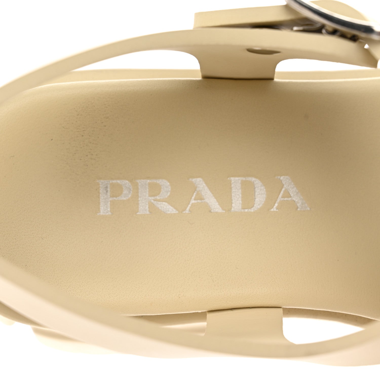 Prada Foam Rubber Metal Triangle Logo Monolith 55mm Cage Sandals 40 Quarzo 9 of 13
