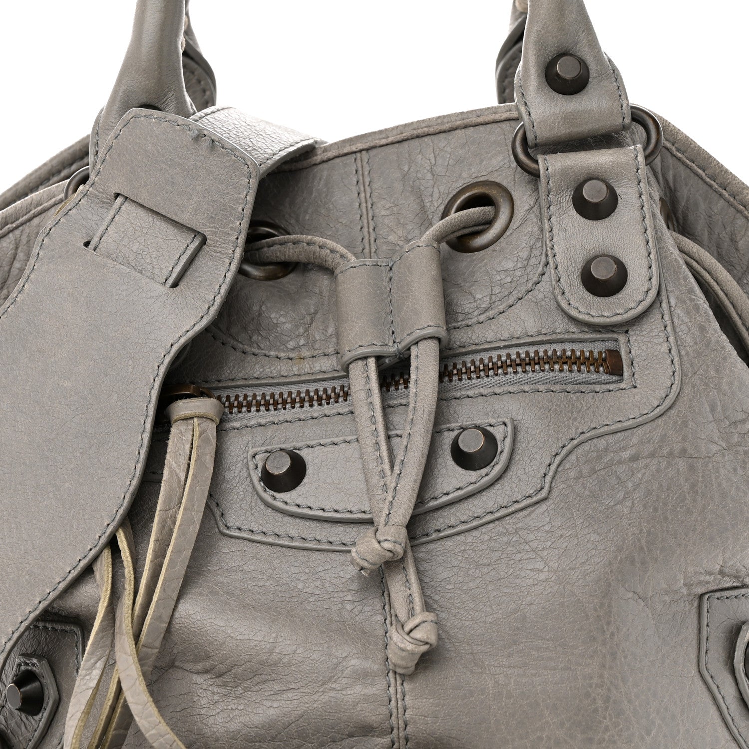 Balenciaga Agneau Classic Hardware Mini Pompon Gris Pyrite 8 of 15