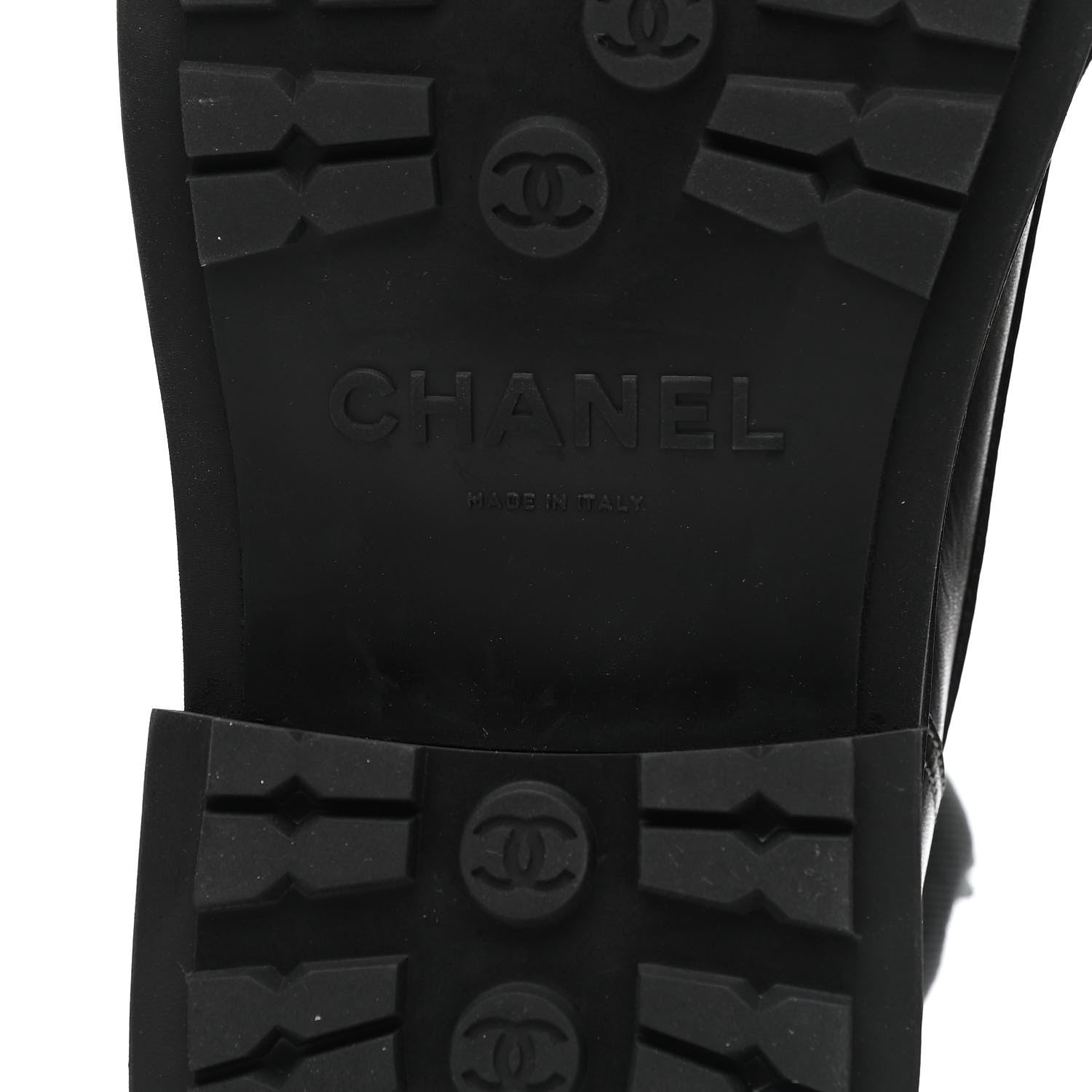 Chanel Calfskin Knit Lace Up Combat Boots 39 Black 6 of 9