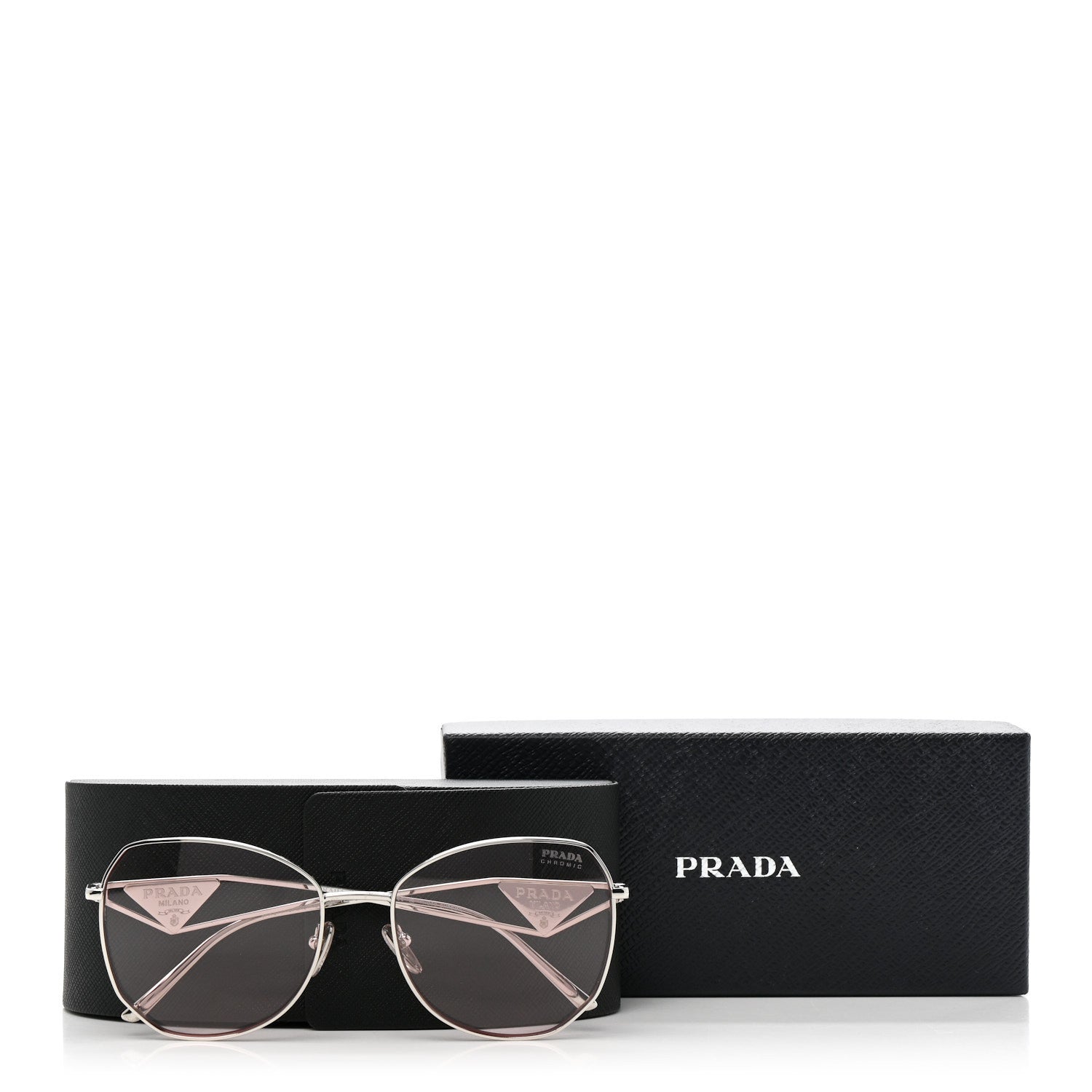Prada Metal Symbole Triangle Logo Sunglasses SPR57Y Pink 1708070