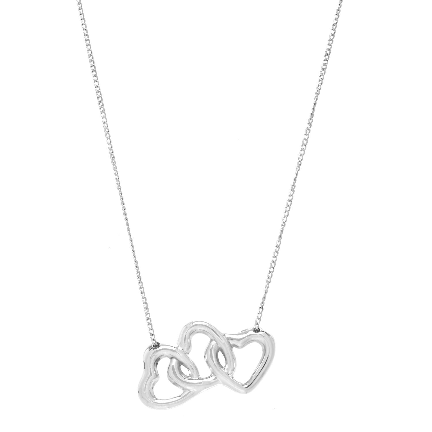 Tiffany Sterling Silver Three Heart Pendant Necklace 1 of 5