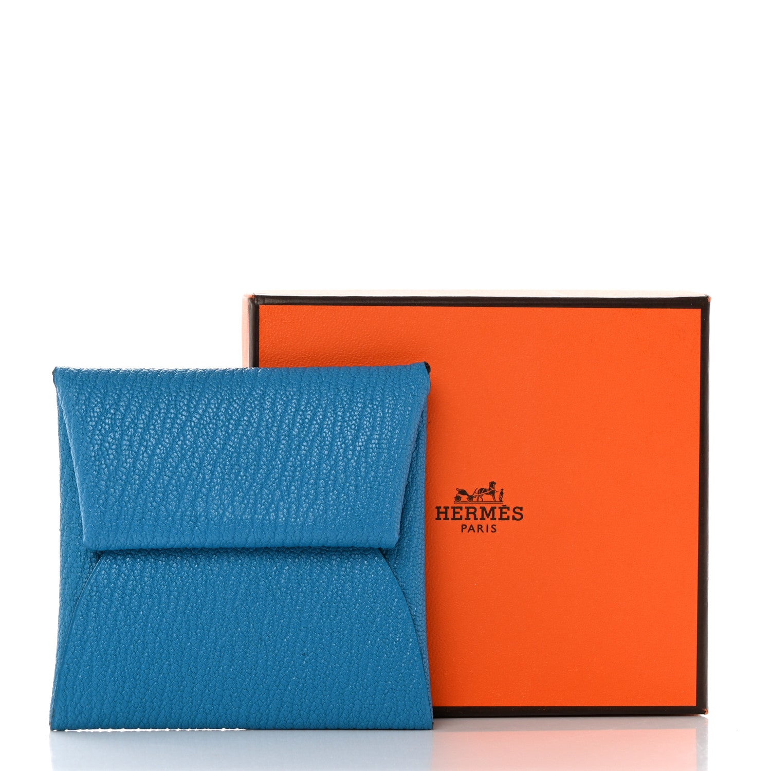 Hermes Chevre Mysore Bastia Verso Coin Purse Bleu Frida Cuivre 7 of 8