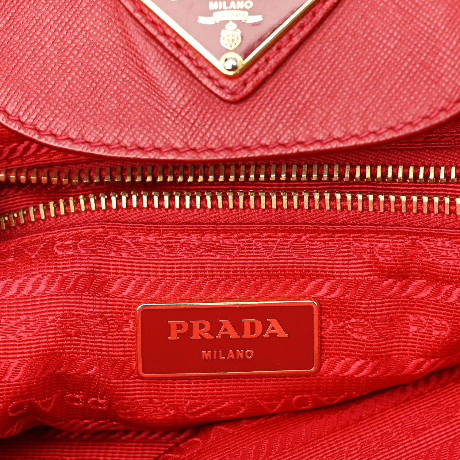 Prada Tessuto Nylon Saffiano Tote Rosso 6 of 12
