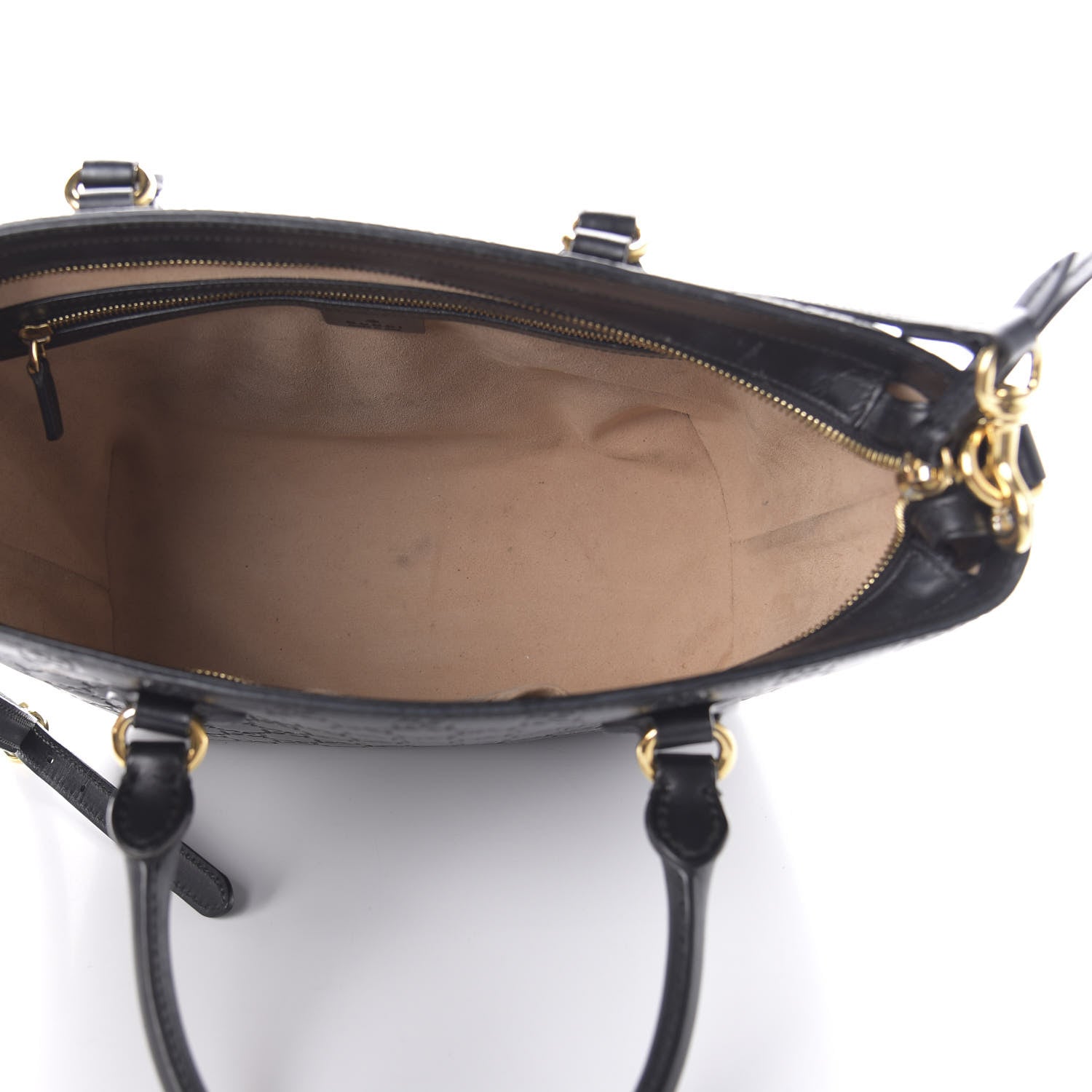 Gucci Guccissima Small Zippered Bucket Tote Black 5 of 10