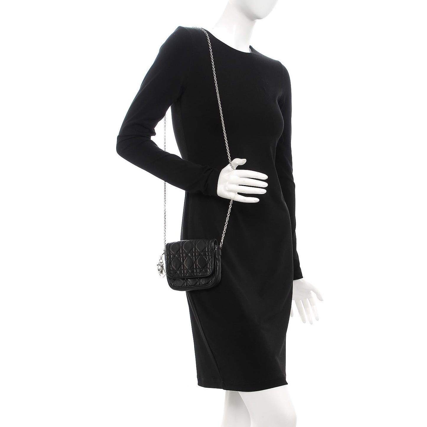 Lambskin Cannage Lady Dior Pochette Black