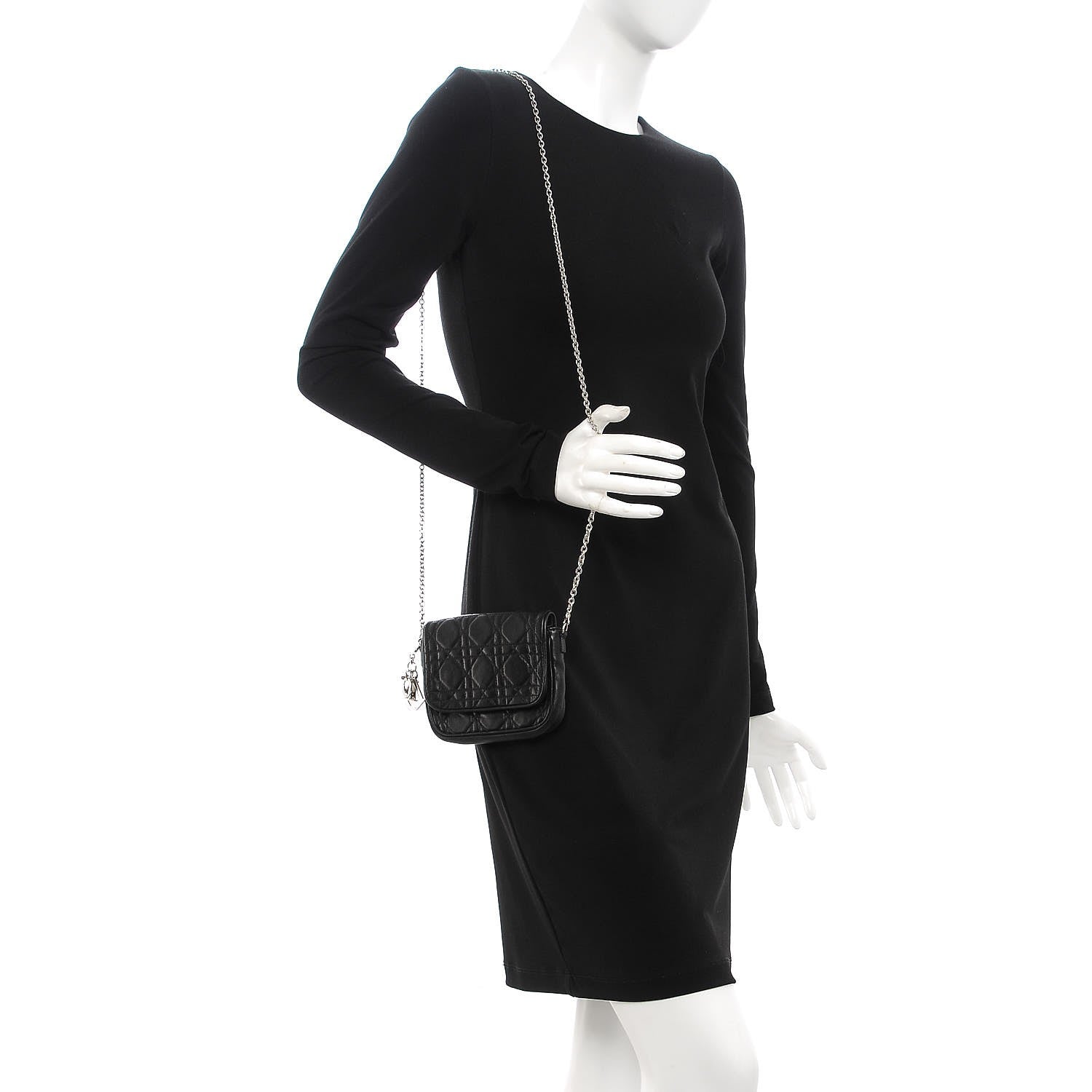Christian Dior Lambskin Cannage Lady Dior Pochette Black 2 of 7