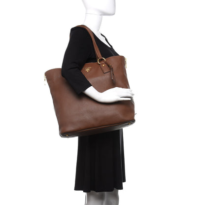 Prada Vitello Daino Side Zip Tote Tabacco 2 of 17