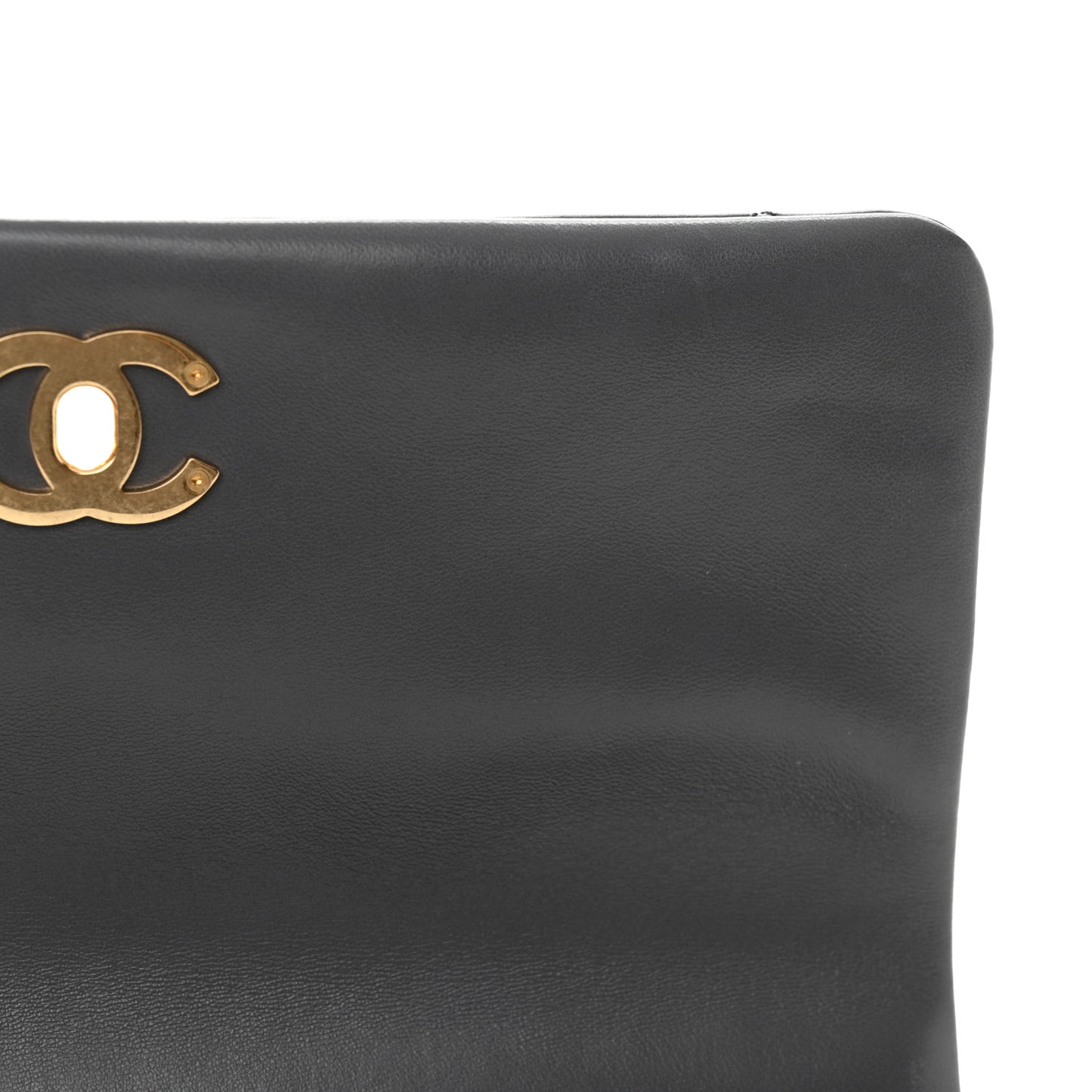 Shiny Lambskin Quilted Multi Stand Flap Grey