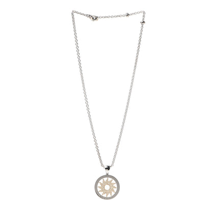Bulgari Stainless Steel 18K Yellow Gold Diamond Large Tondo Sun Pendant Necklace 3 of 4