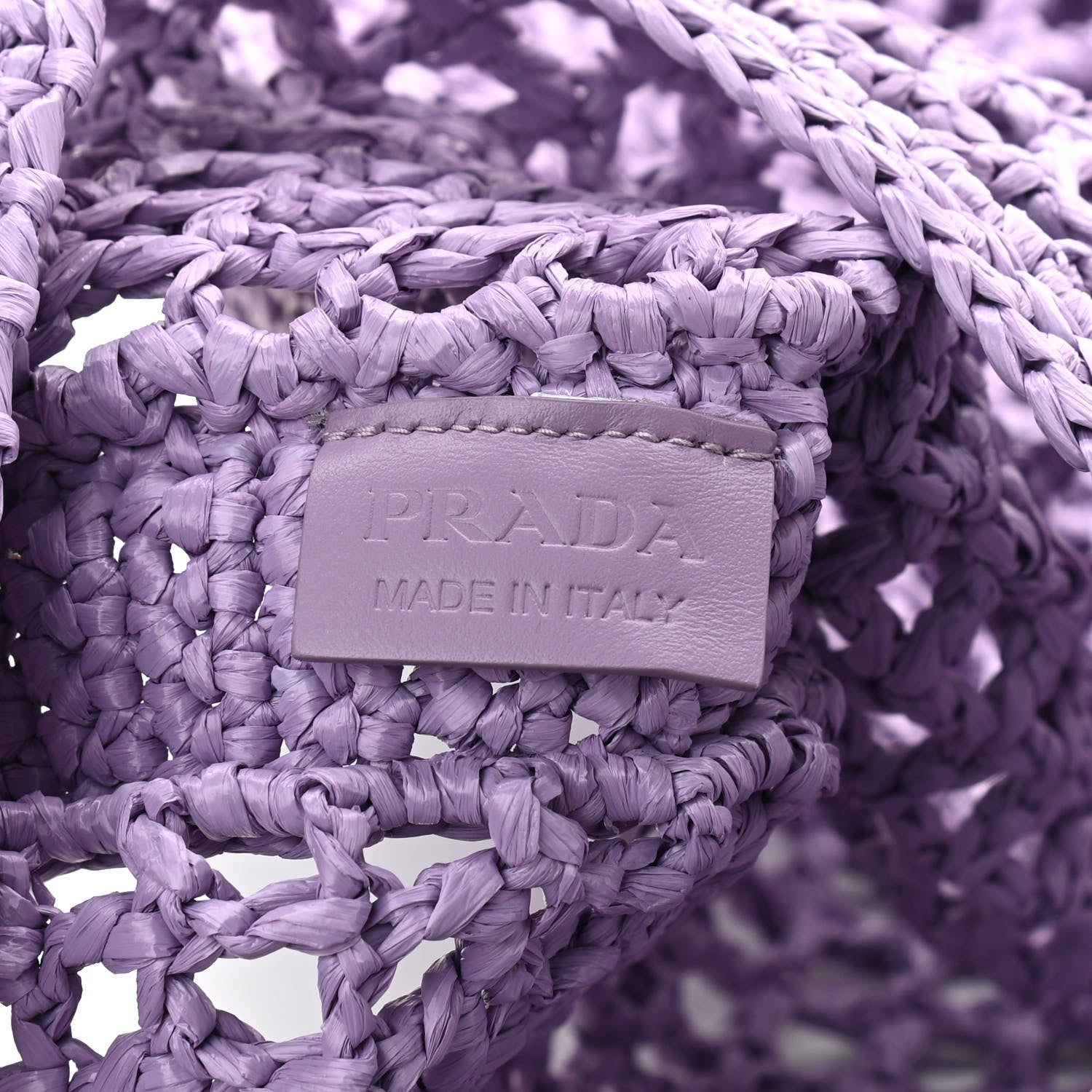 Prada Yarn Raffia Effect Crochet Logo Embroidered Tote Bag Lilium 6 of 10
