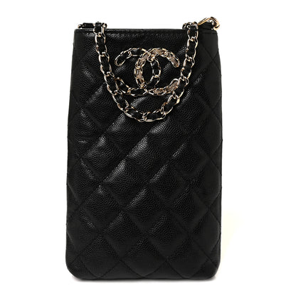 Chanel Caviar Quilted French New Wave Phone Holder With Chain Black 1 of 11