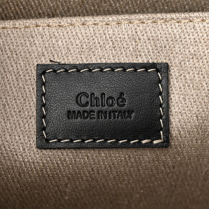 Chloe Calfskin Linen Medium Woody Tote Deep Denim 6 of 10