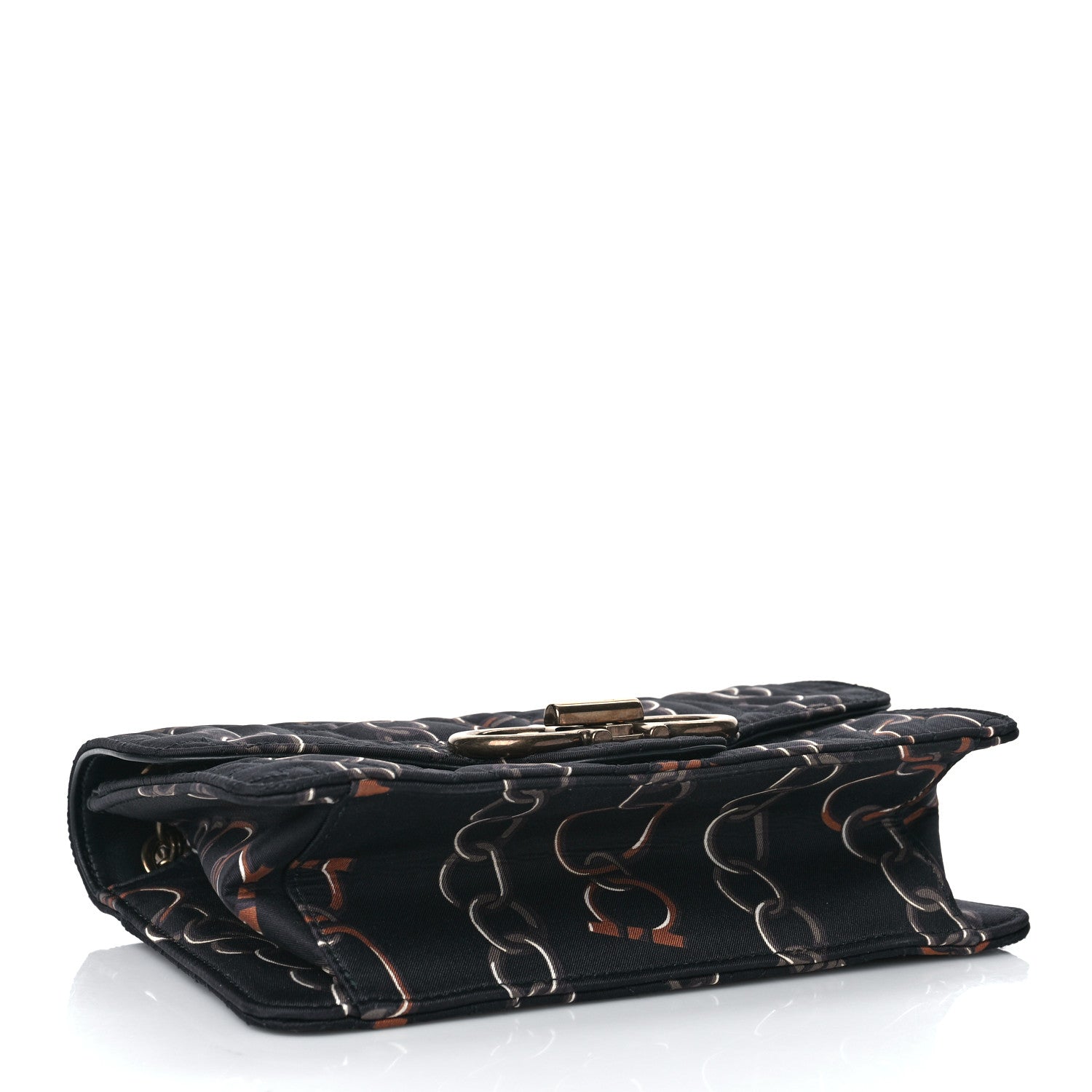 Salvatore Ferragamo Silk Twill Quilted Print Gancini Flap Bag Black 3 of 7