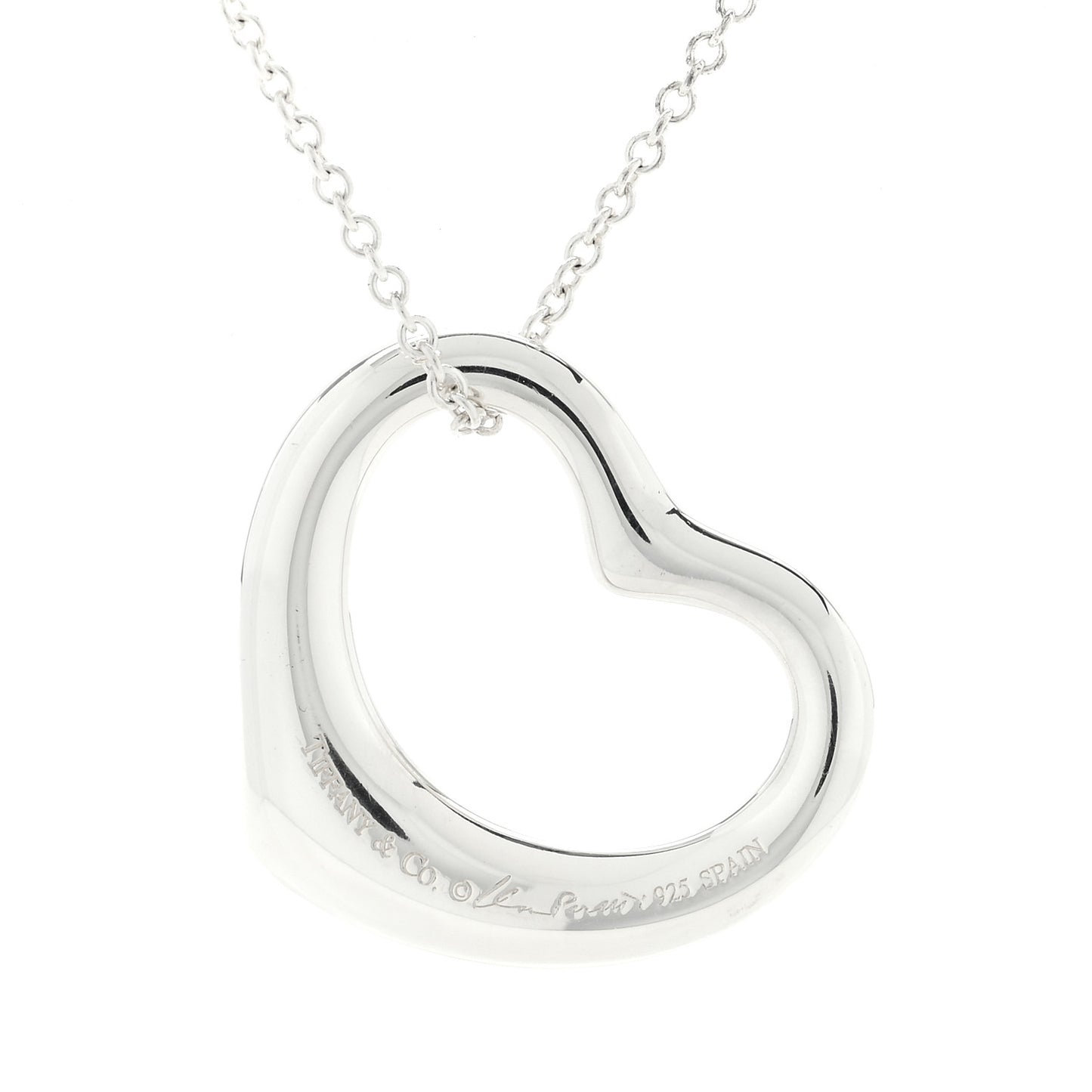 Sterling Silver 27mm Elsa Peretti Open Heart Pendant Necklace