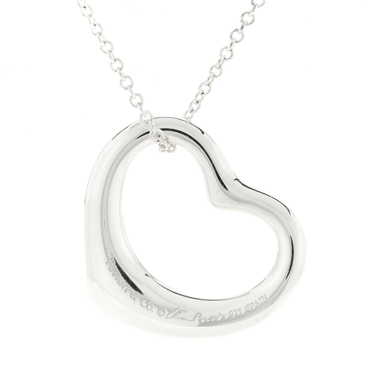 Tiffany Sterling Silver 27mm Elsa Peretti Open Heart Pendant Necklace 5 of 5