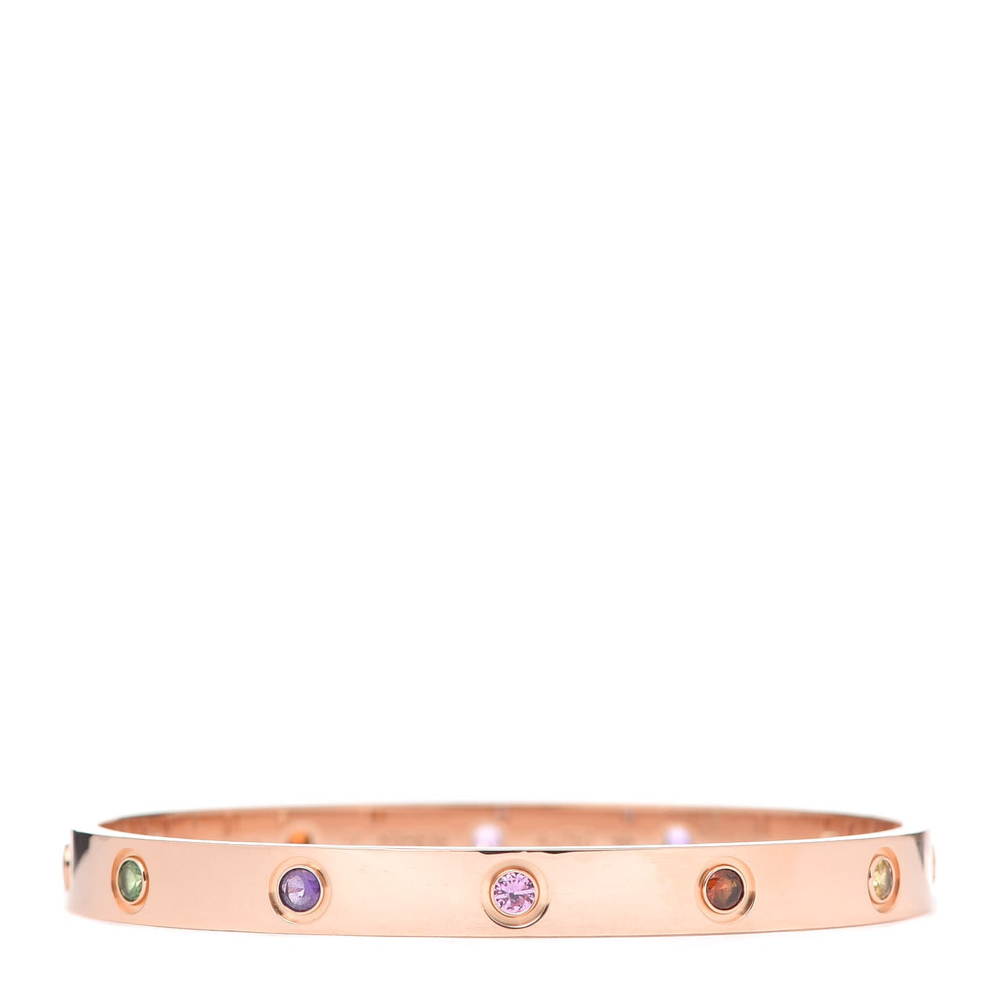 18K Pink Gold Sapphire Garnet Amethyst LOVE Bracelet 17