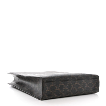 Celine Triomphe Canvas Calfskin Small Vertical Cabas Tan 4 of 13