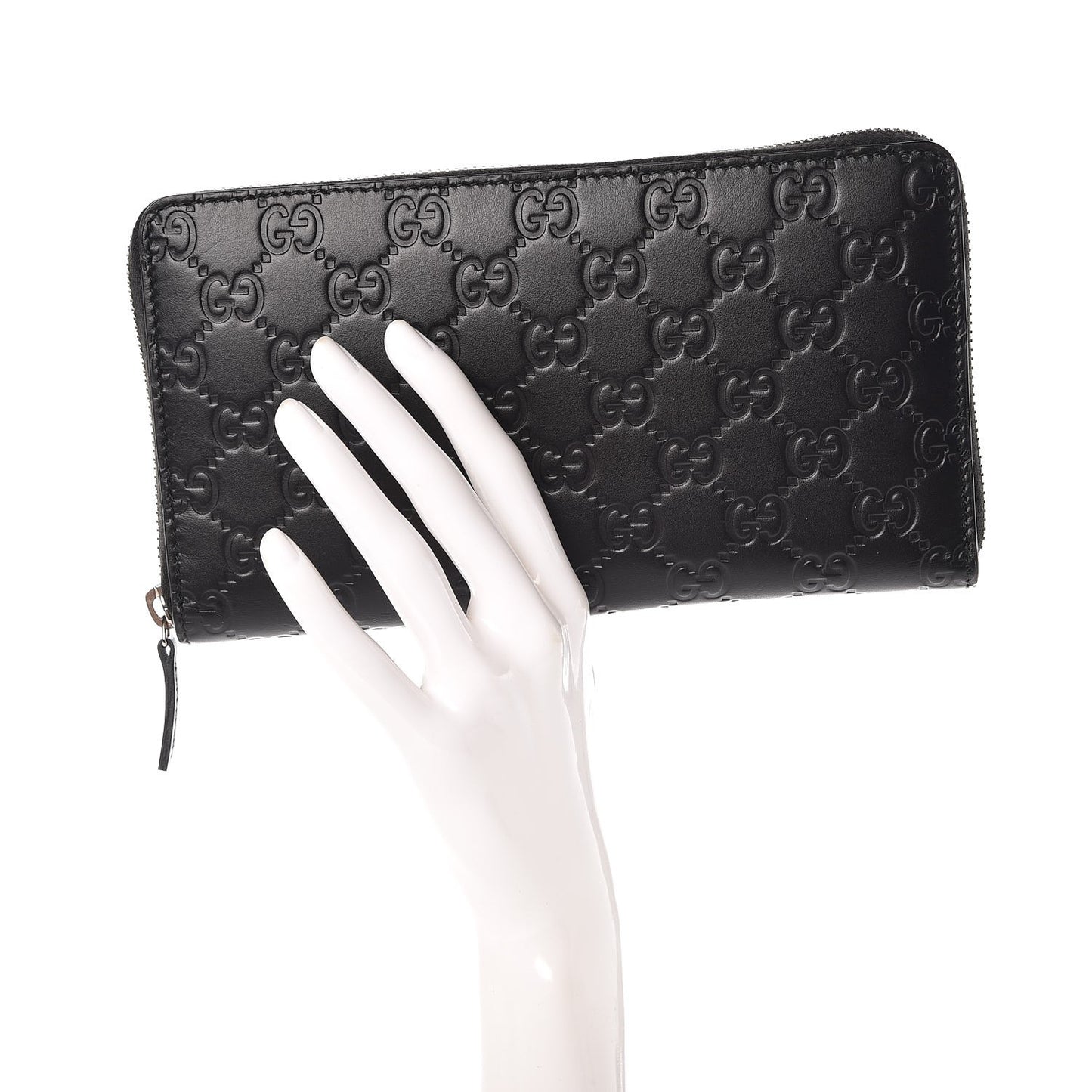 Guccissima Signature Zip Around Organizer Wallet Black